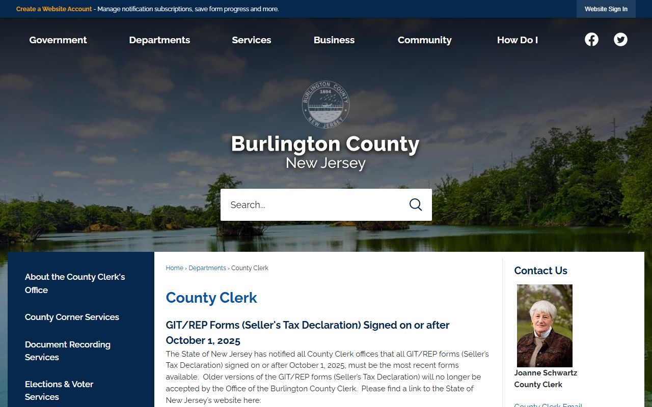 Burlington County Clerk Office website for Burlington County DUI records