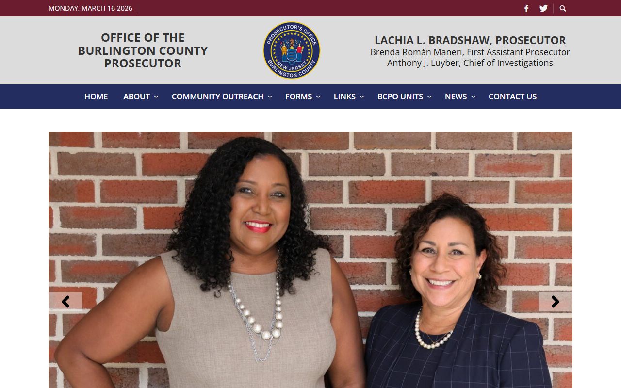 Burlington County Prosecutor Office website for Burlington County DUI records