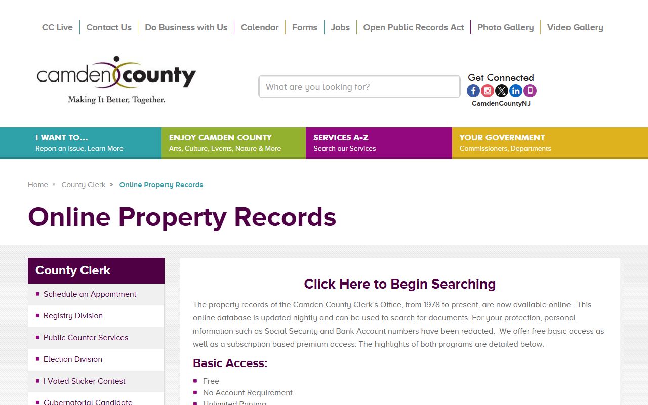 Camden County online property records for DUI-related searches