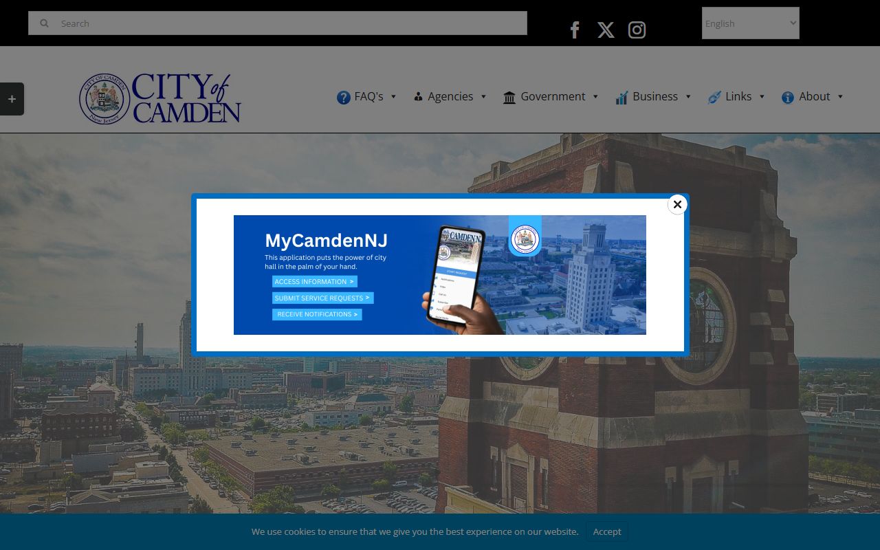 City of Camden OPRA request page for DUI records