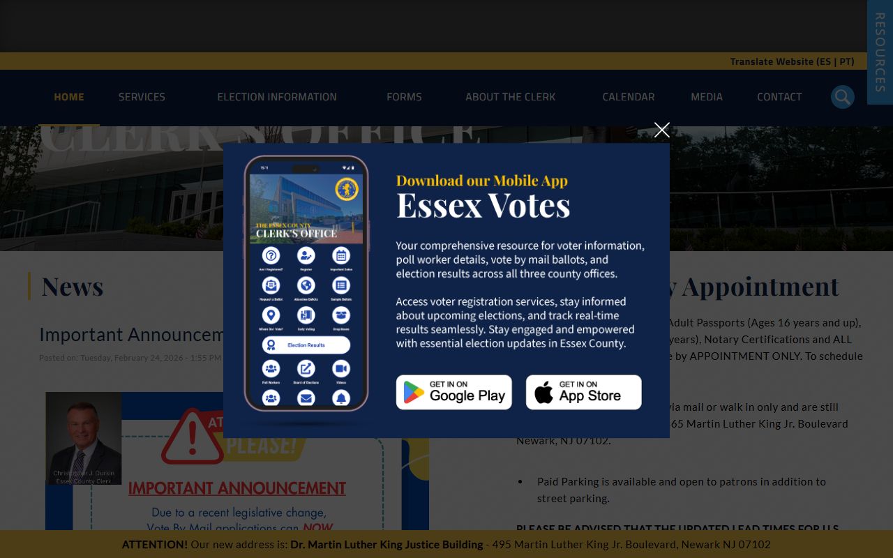 Essex County Clerk Office for Essex County DUI records