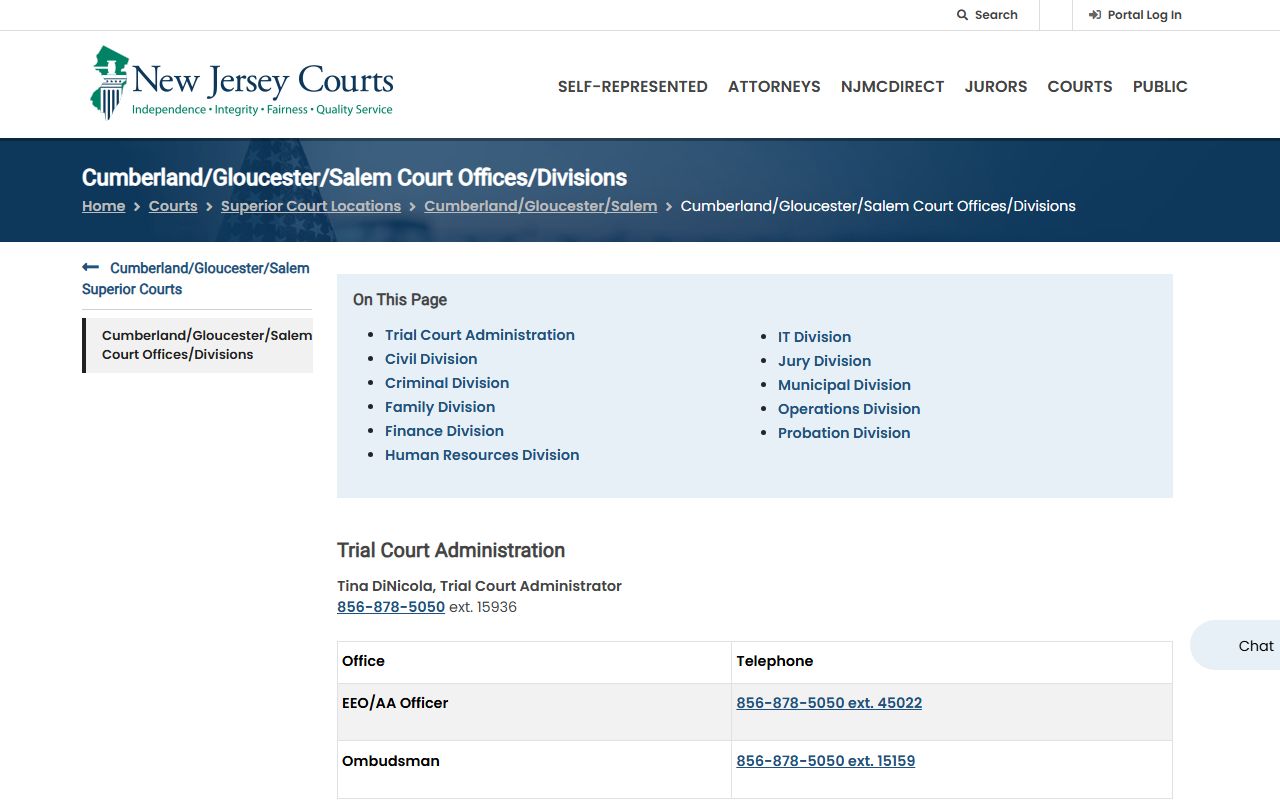 Gloucester County Superior Court website for DUI records