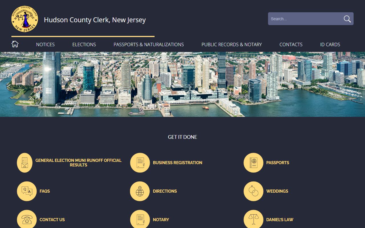 Hudson County Clerk Office website for Hudson County DUI records