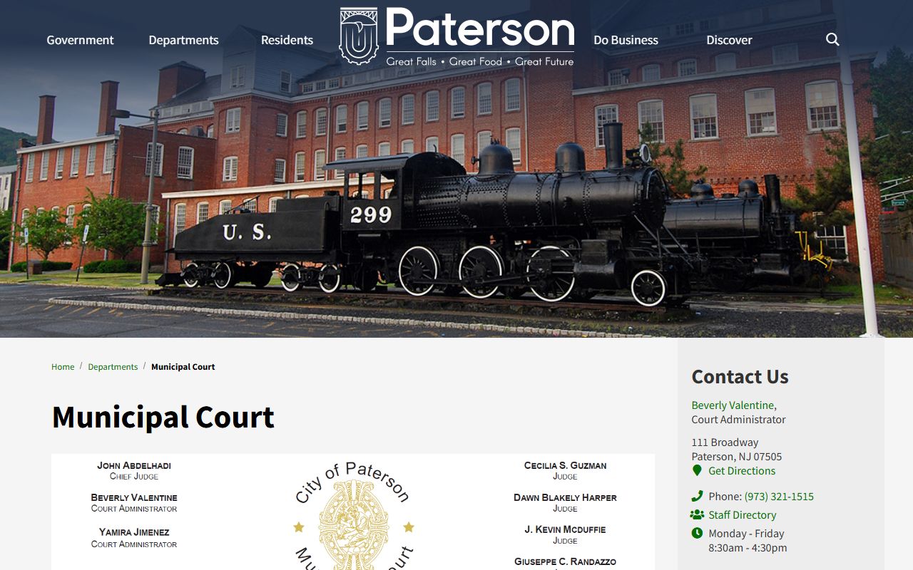 Paterson Municipal Court website for Passaic County DUI records